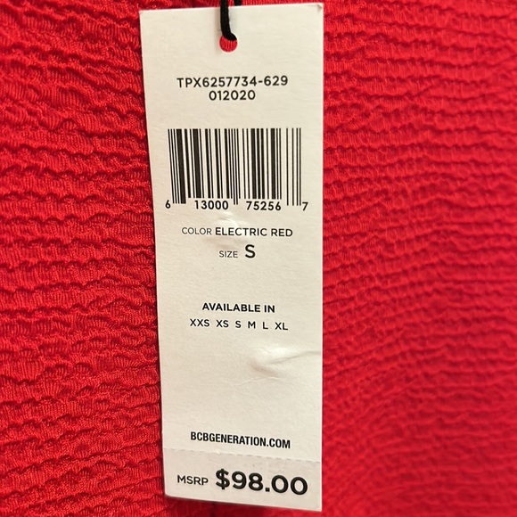 BCBGeneration Electric Red Long Dress Side Slit - Picture 4 of 9